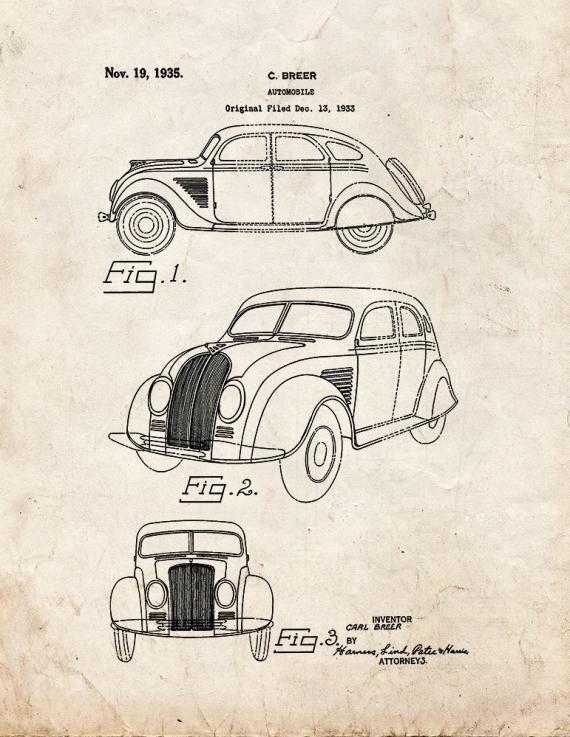 Chrysler Automobile Patent Print