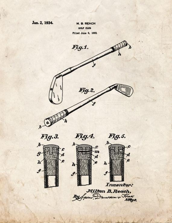 Golf Club Patent Print