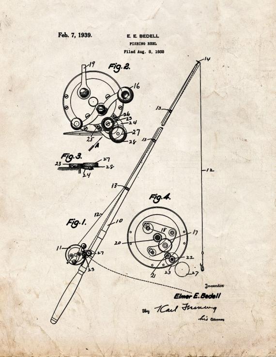 Fishing Reel Patent Print