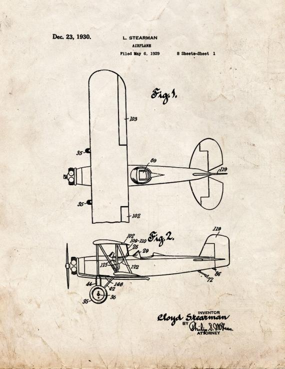 Airplane Patent Print