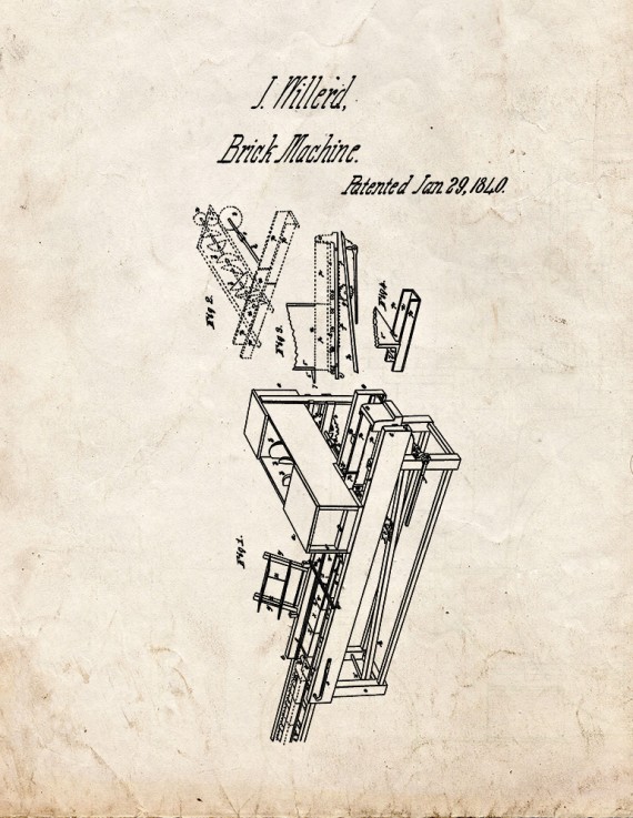 Brick Machine Patent Print