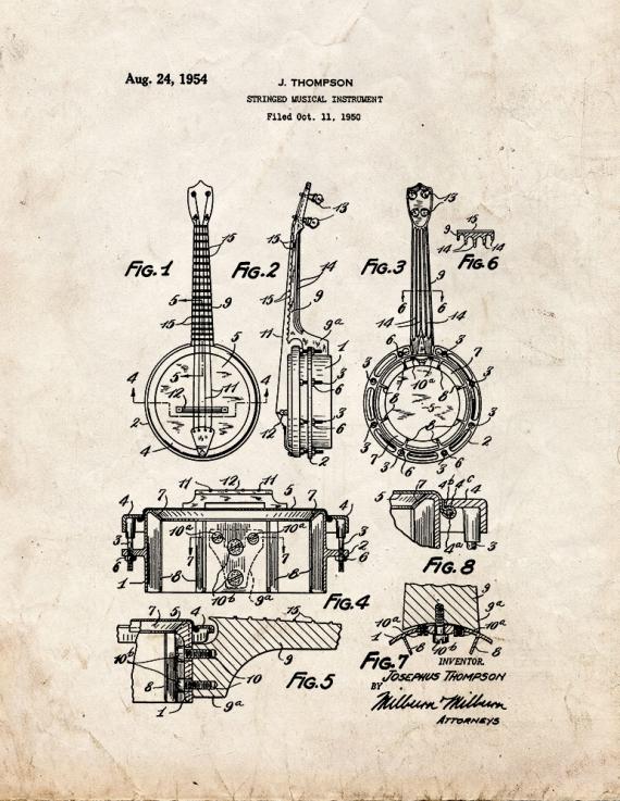 Banjo Patent Print