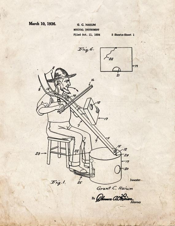 Musical Instrument Patent Print