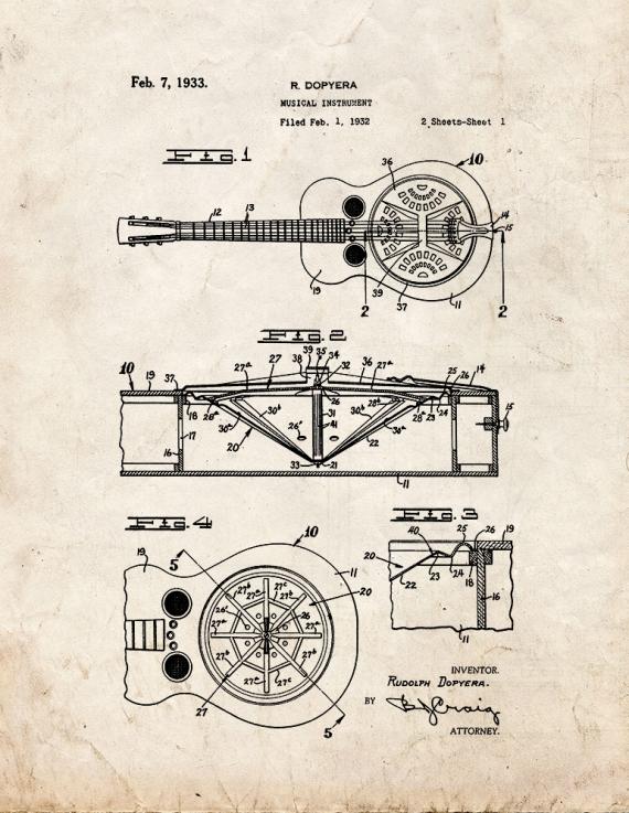 Musical Instrument Patent Print