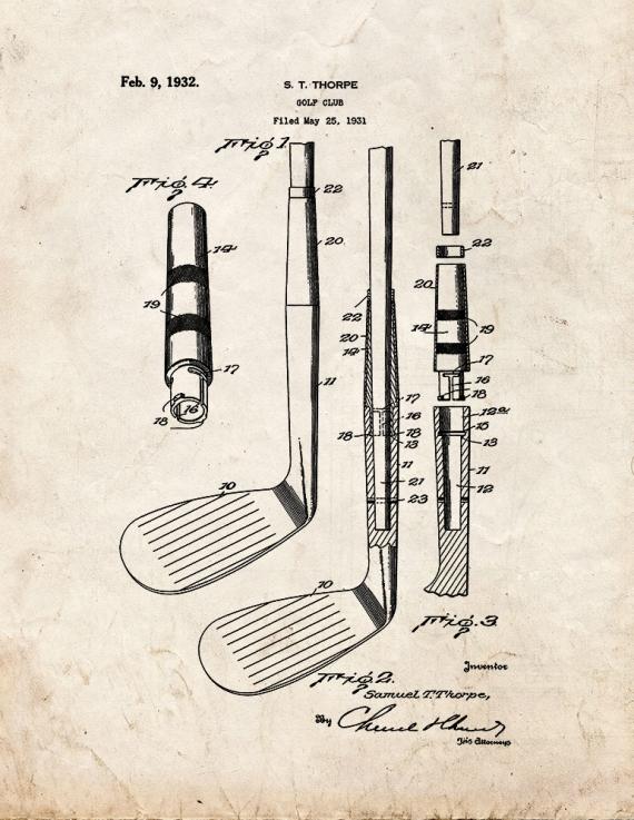 Golf Club Patent Print