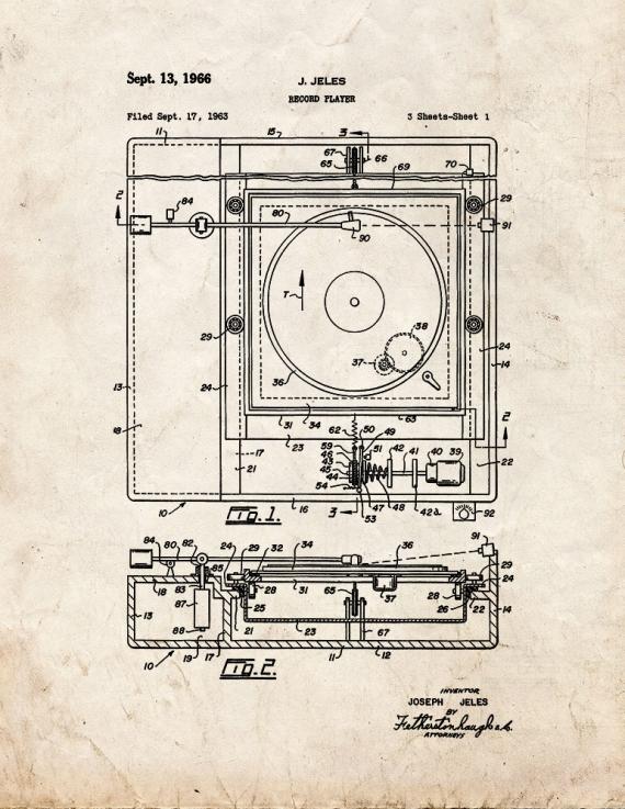 Record Player Patent Print