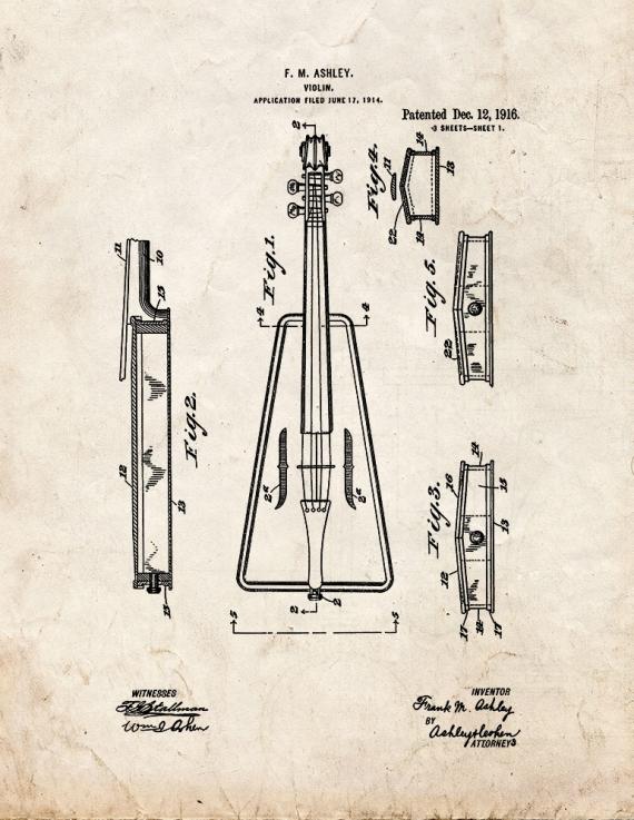 Violin Patent Print