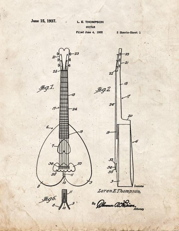 Guitar Patent Print