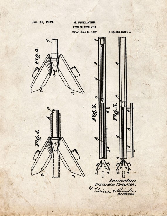 Pipe or Tube Mill Patent Print