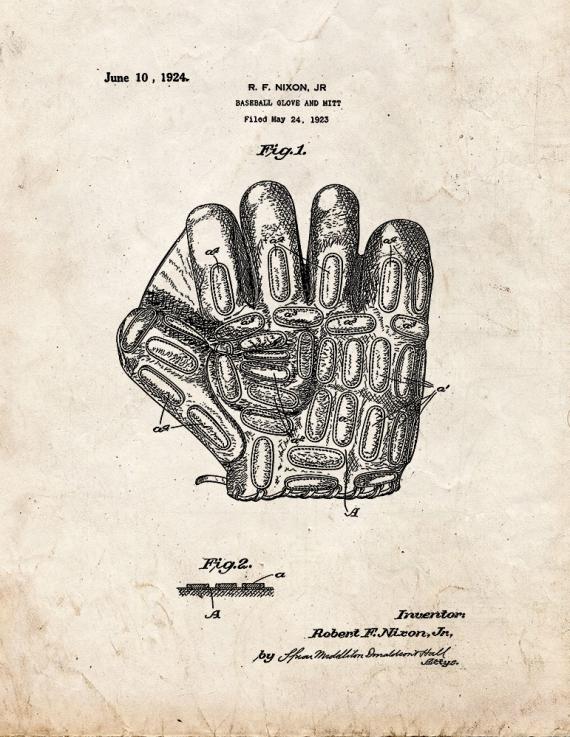 Baseball Glove Patent Print