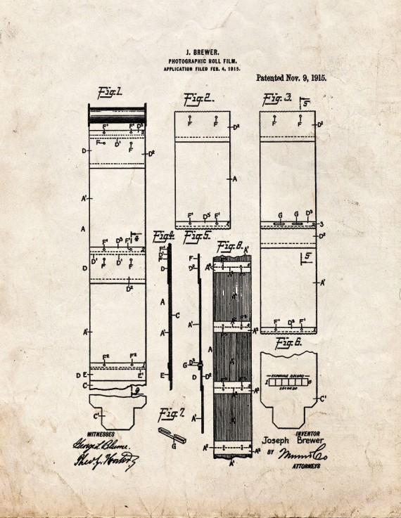 Photographic Roll-film Patent Print