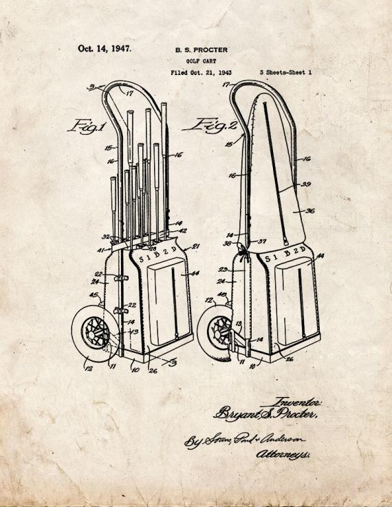 Golf Cart Patent Print