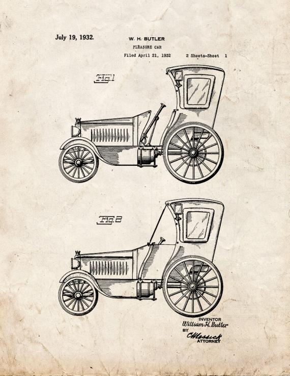 Pleasure Car Patent Print