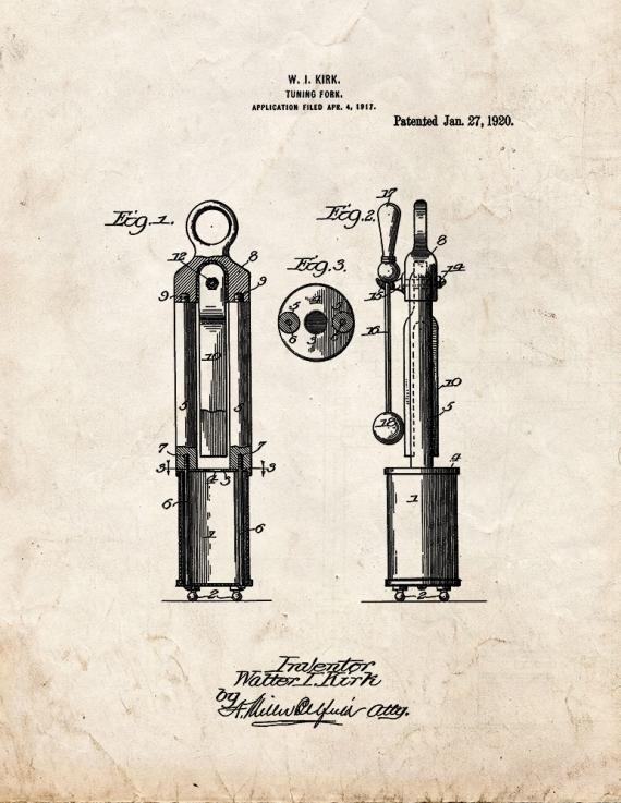Tuning Fork Patent Print