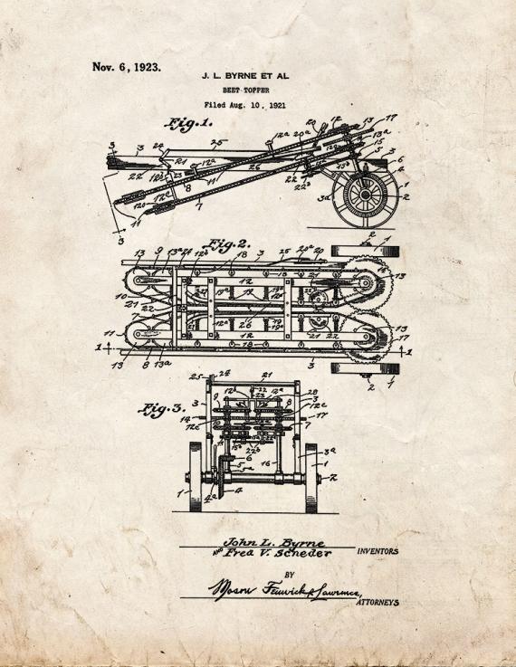 Beet Topper Patent Print