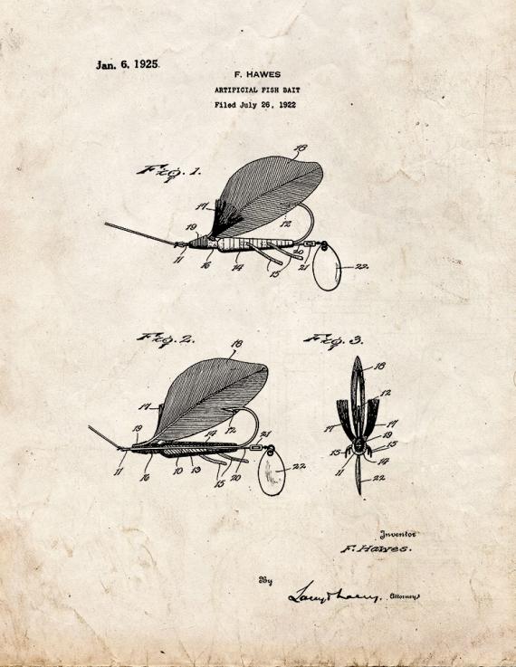 Artificial Fish Bait Patent Print