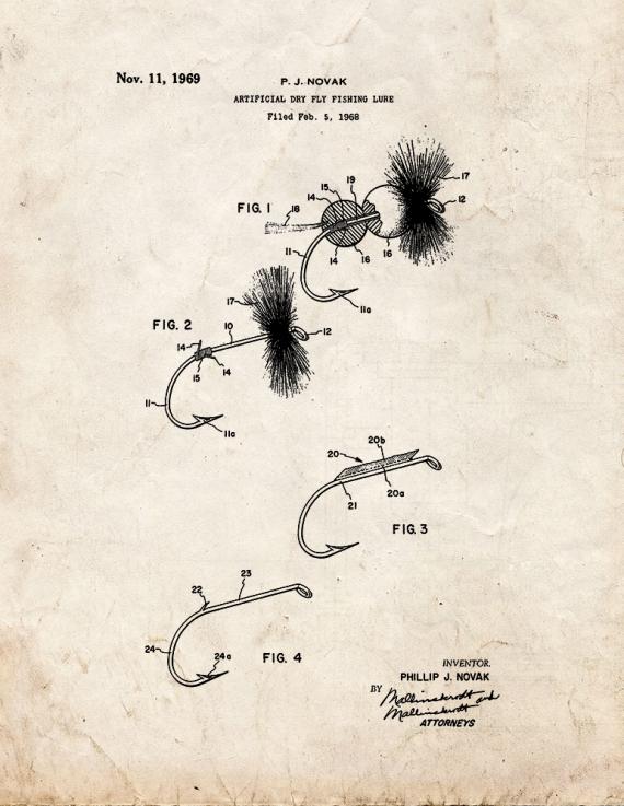 Artificial Dry Fly Fishing Lure Patent Print