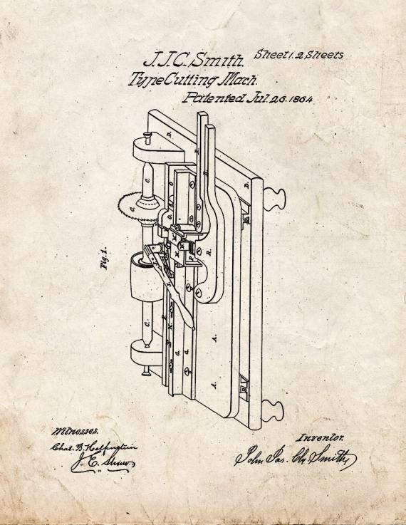 Type Cutting Machine Patent Print