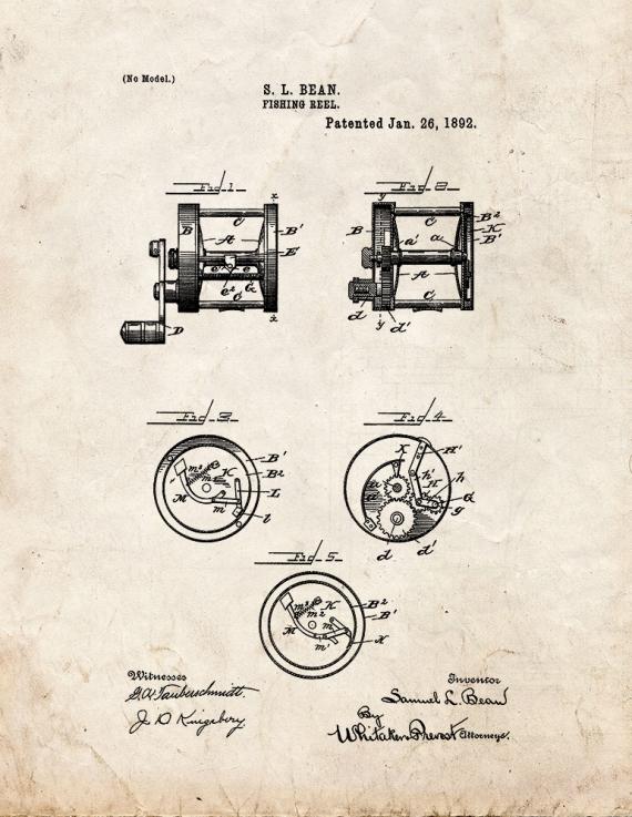 Fishing Reel Patent Print