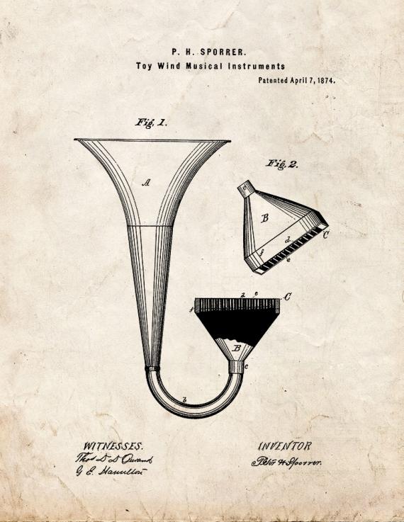 Toy Wind Musical Instrument Patent Print