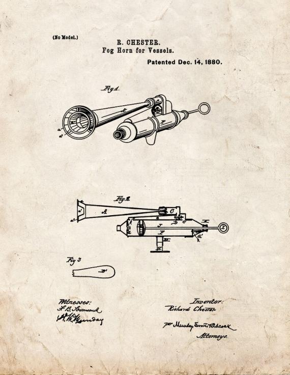 Fog Horn For Vessels Patent Print