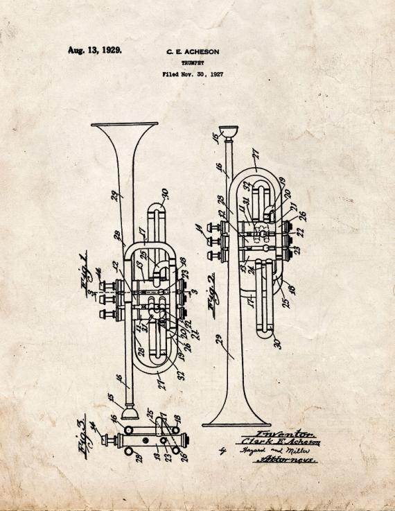 Trumpet Patent Print