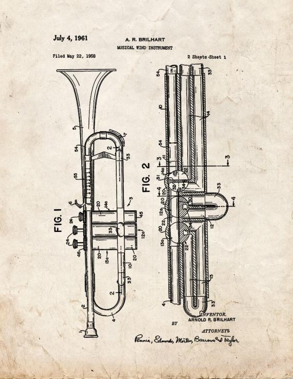 Trumpet Patent Print