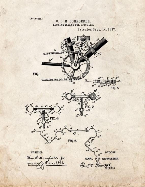 Locking Means For Bicycles Patent Print