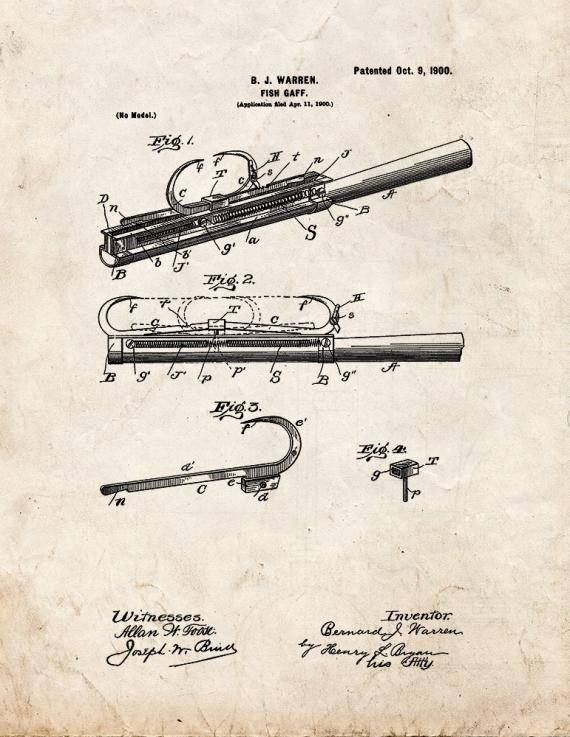 Fish Gaff Patent Print