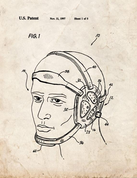 Protective Headgear for Wrestler Patent Print