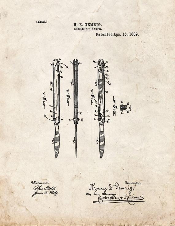 Surgeon's Knife Patent Print