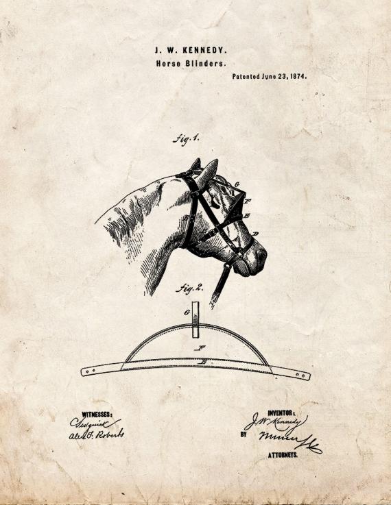 Horse Blinders Patent Print