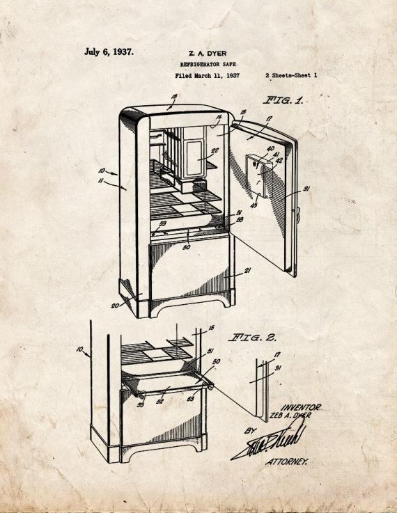 Refrigerator Patent Print