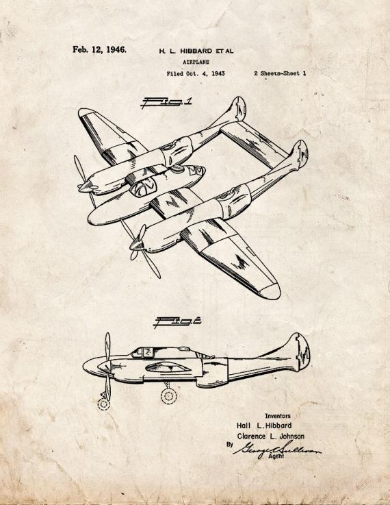 Airplane Patent Print