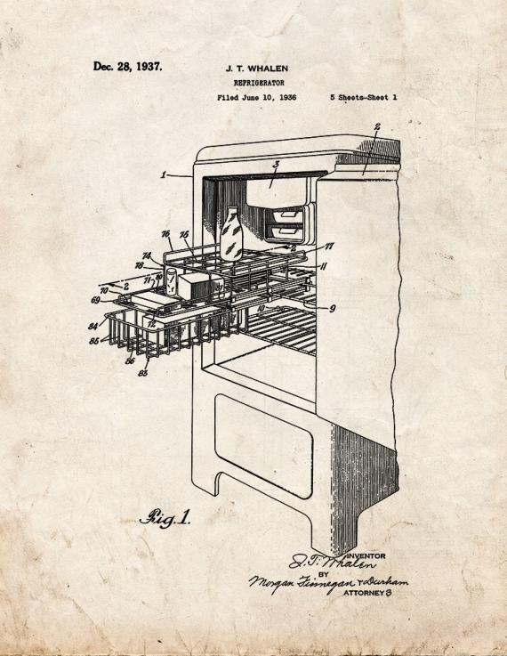 Refrigerator Patent Print