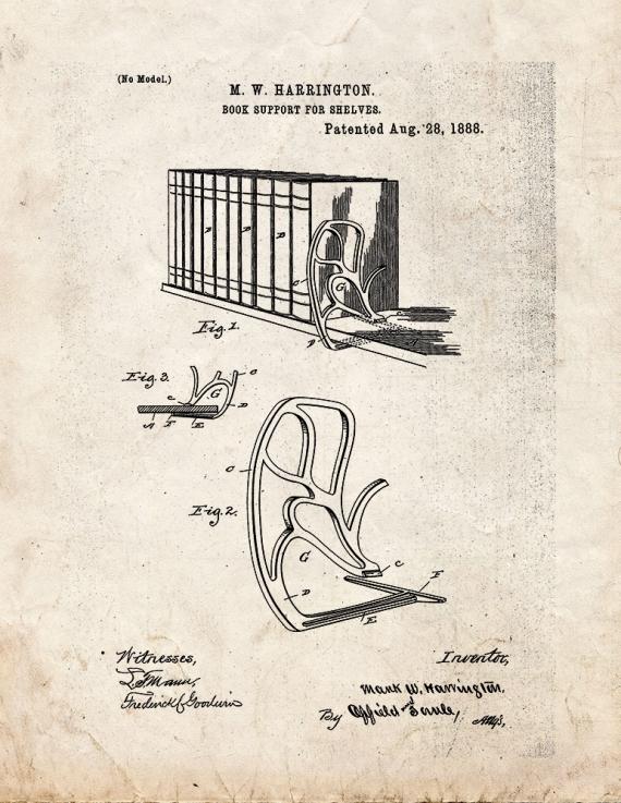 Book Support For Shelves Patent Print