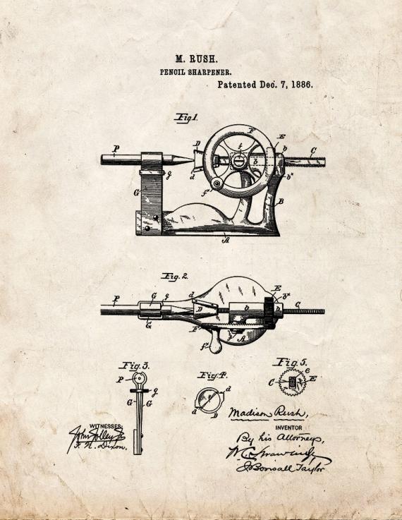 Pencil Sharpener Patent Print