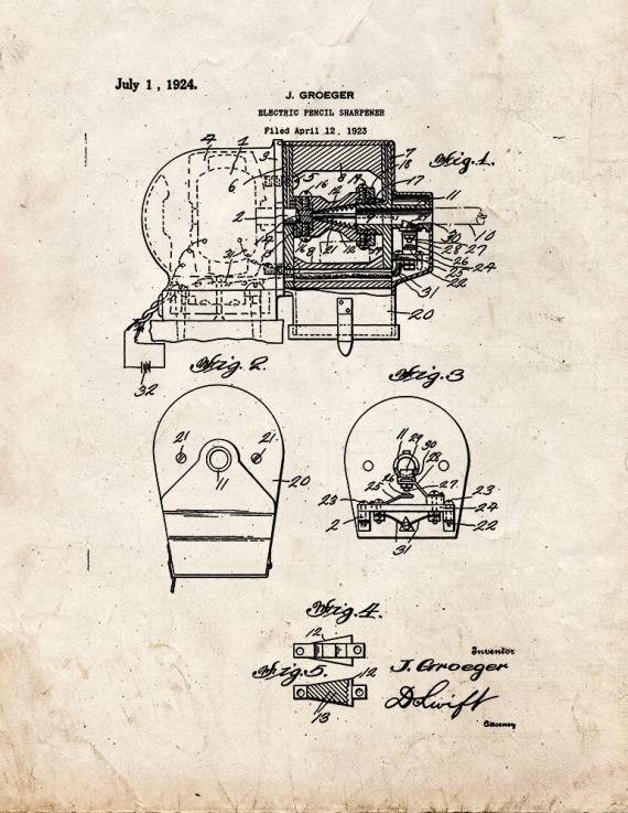 Electric Pencil Sharpener Patent Print