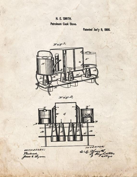 Petroleum Cook Stove Patent Print