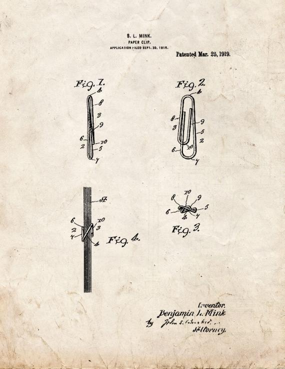 Paper Clip Patent Print