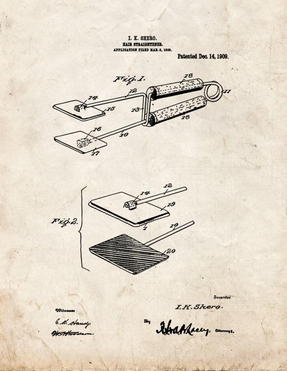 Hair-straightener Patent Print