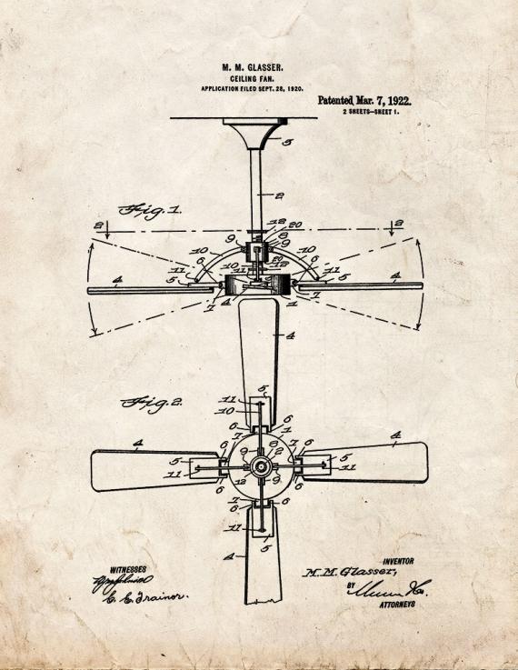 Ceiling Fan Patent Print