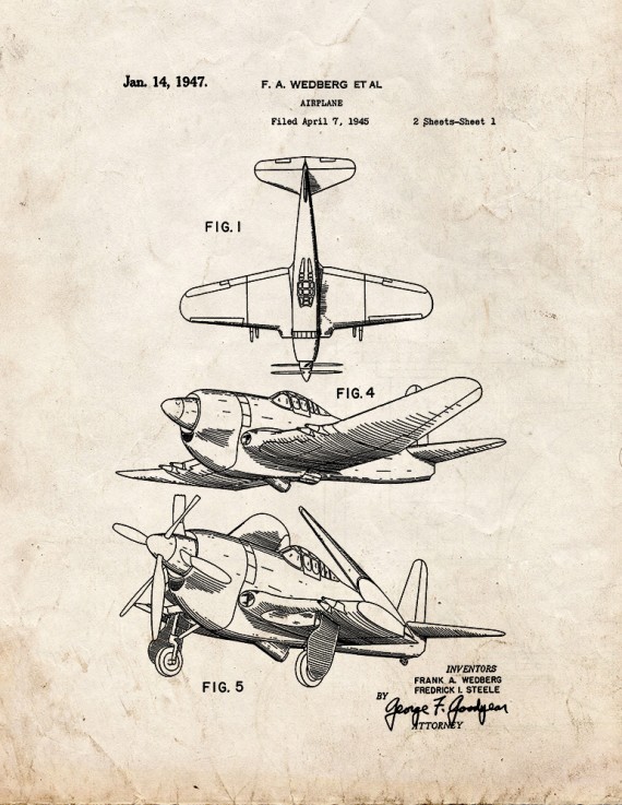 Airplane Patent Print