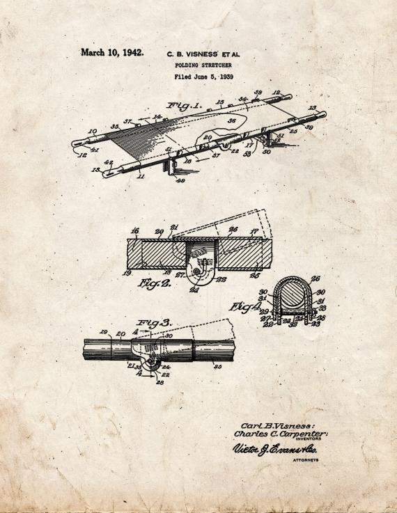 Folding Stretcher Patent Print