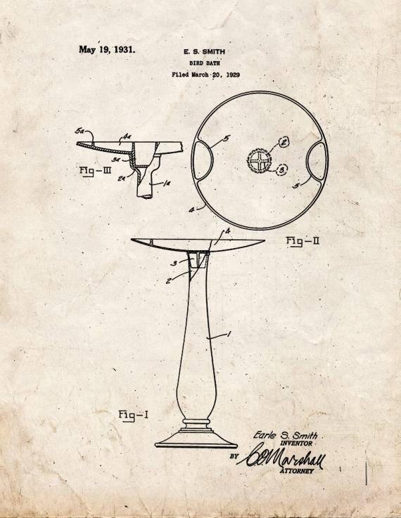 Bird Bath Patent Print