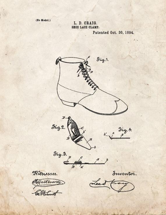 Shoe Lace Clamp Patent Print