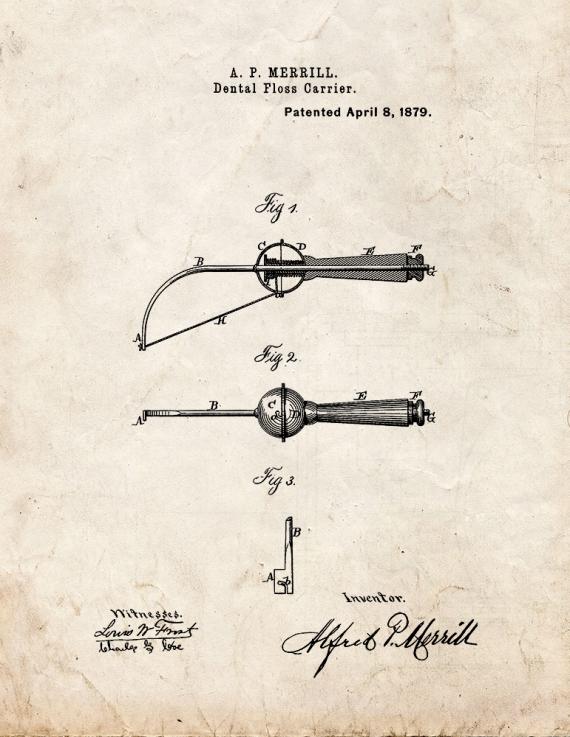 Dental Floss Carrier Patent Print