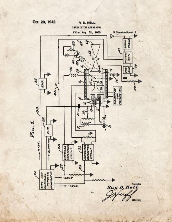 Television Apparatus Patent Print