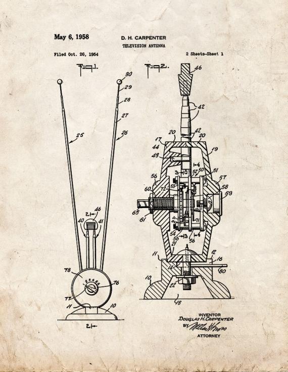 Television Antenna Patent Print