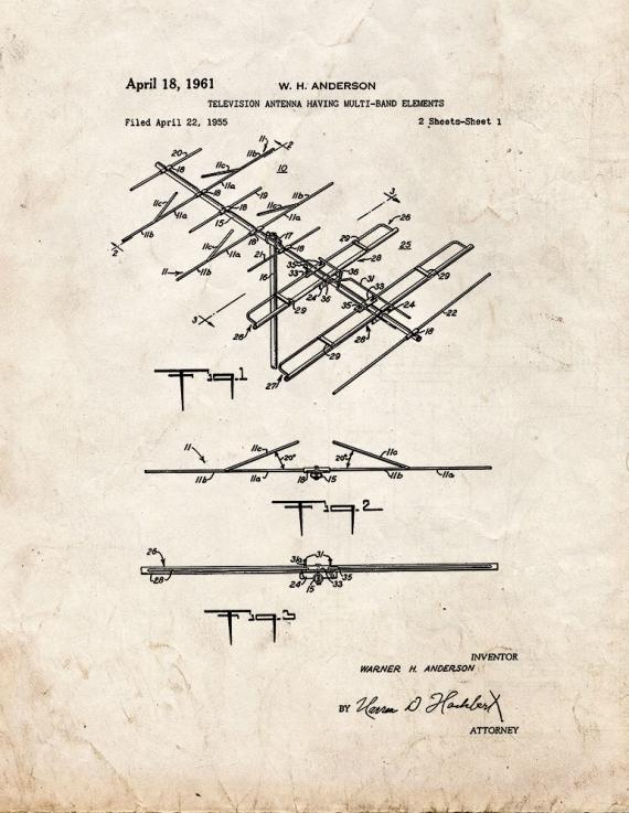 Television Antenna Having Multi-band Elements Patent Print